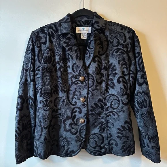 Erin London Jacquard Tapestry Blazer Jacket Boho Cropped - Picture 1 of 4